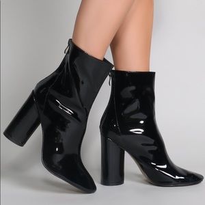 Public Desire Black Patent Leather Booties